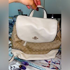 Cream, white and brown mini backpack🤎🤎